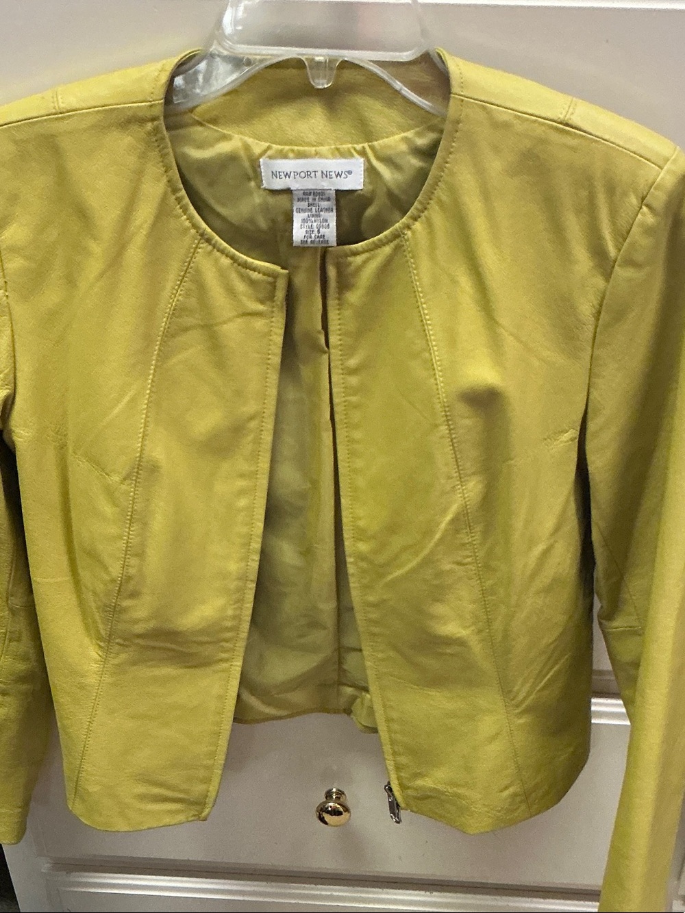 Newport News Women's Yellow Open-Front Collarless Jacket